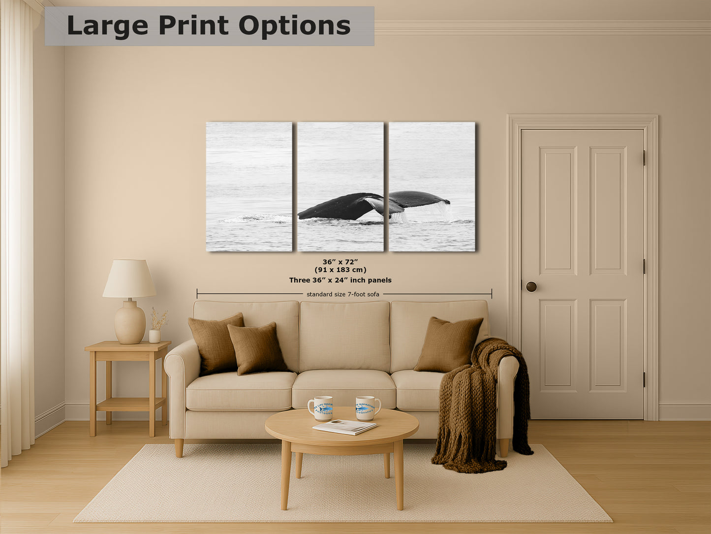 Humpback Whale Marine Mammal Wildlife Photography, Black and White, Monterey Bay Ocean Scene Art Print for Nature Lovers and Marine Conservation Decor