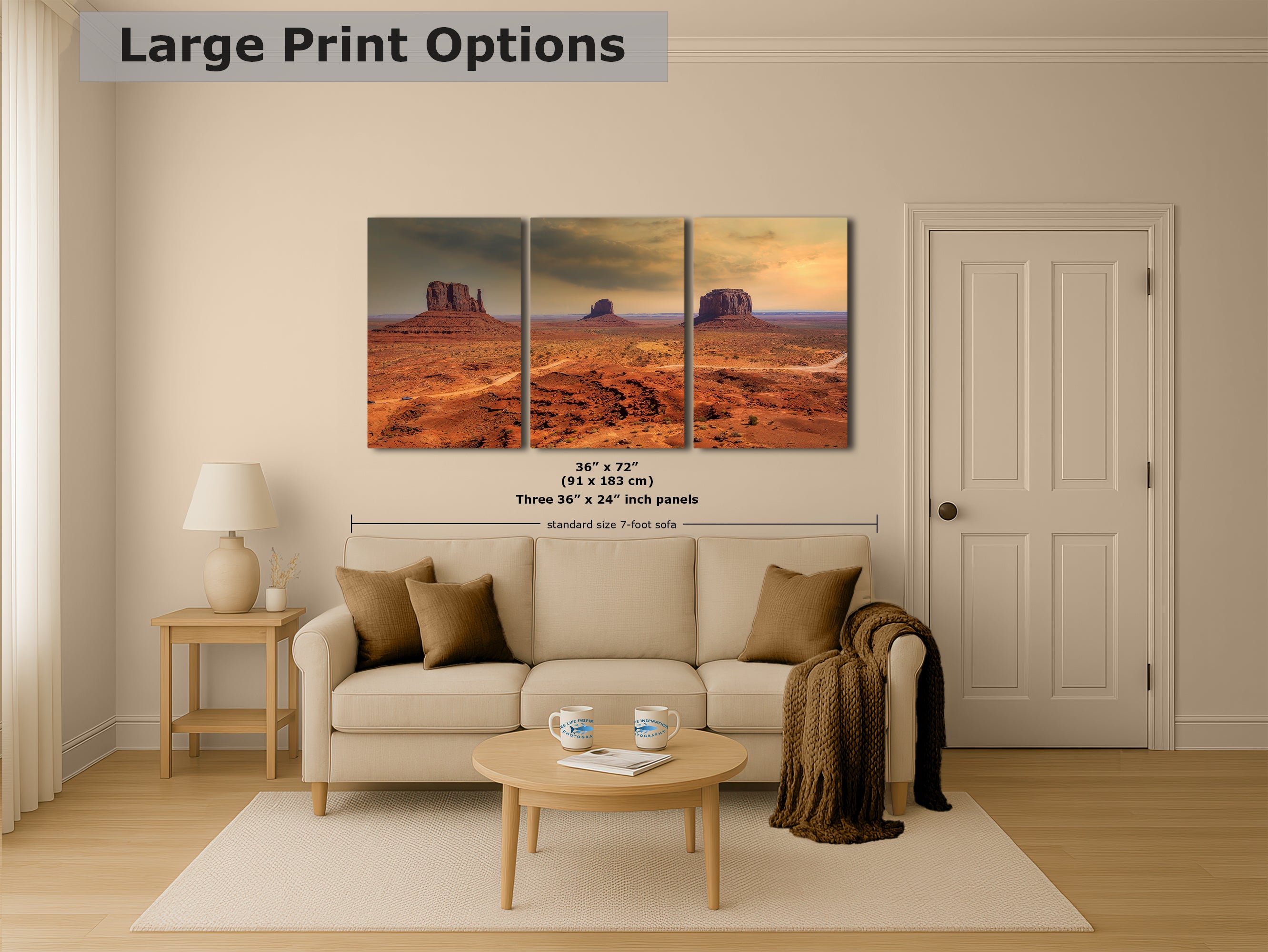 Monument Valley Arizona Desert Picture Stormy Nature Photo, Bohemian Style Relaxation Artwork for Meditation, Apartment, Office & House Decor