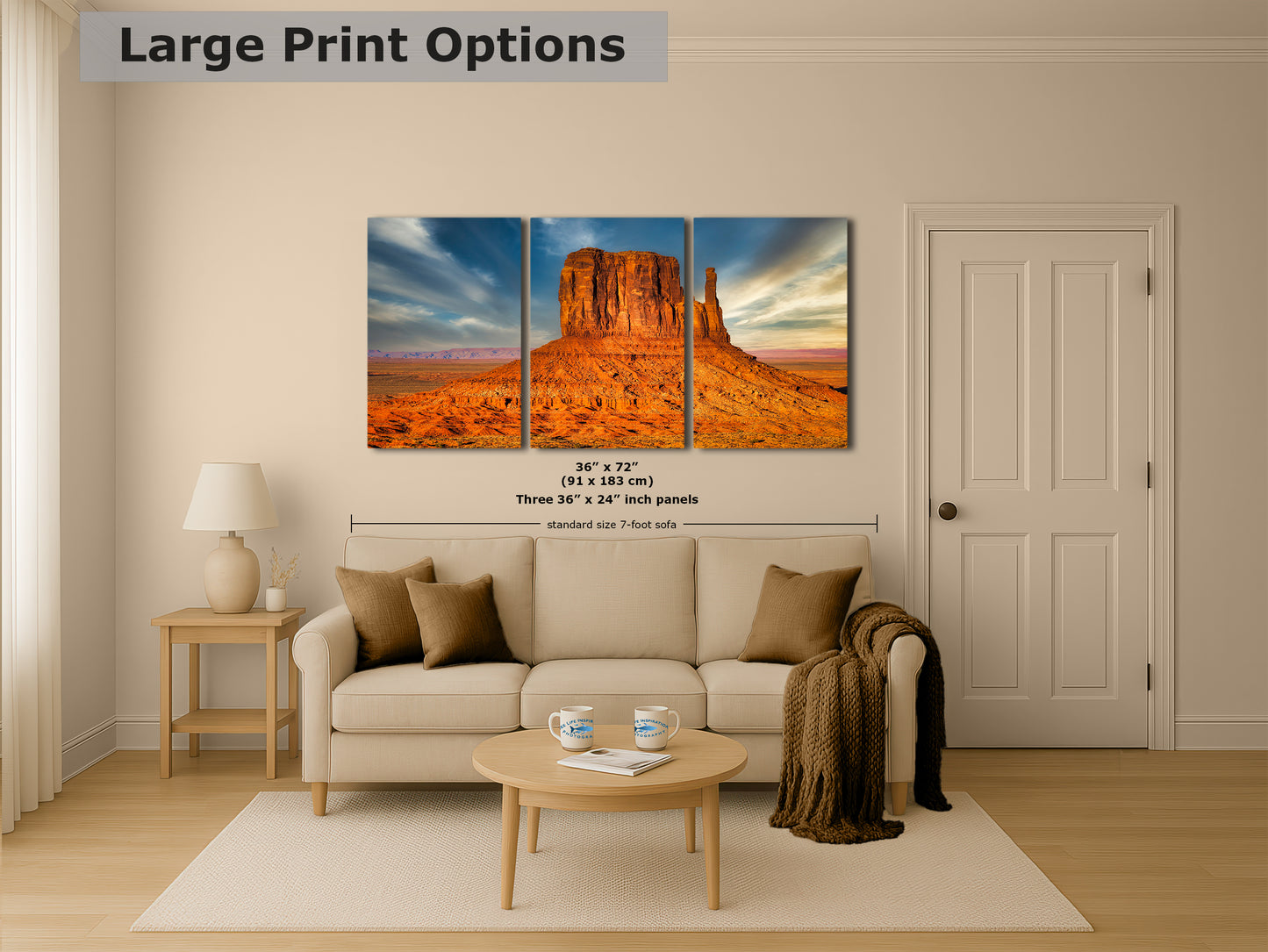 Monument Valley Arizona Desert Picture Nature Photo, Bohemian Style Relaxation Artwork for Meditation, Apartment, Office & House Decor