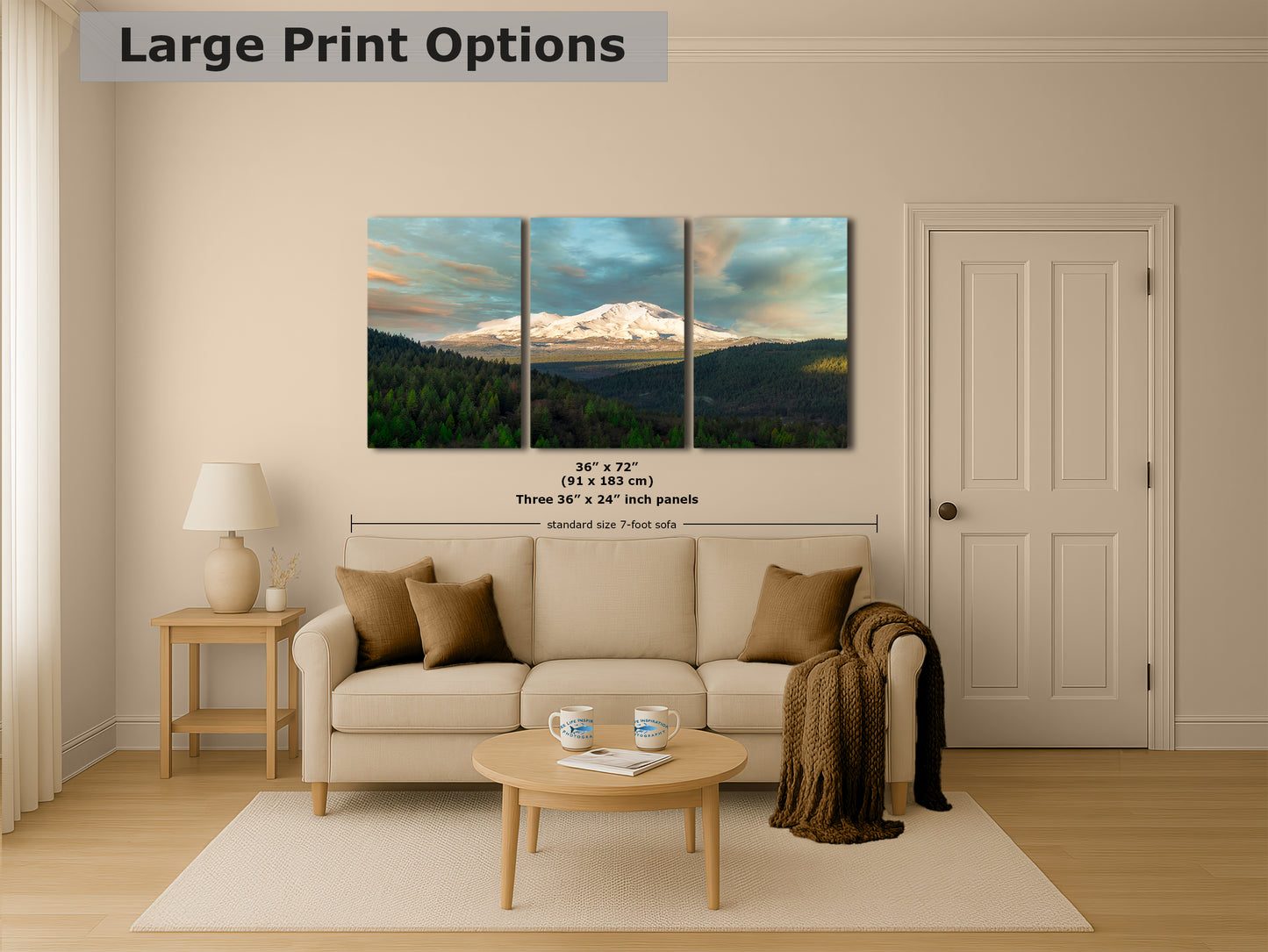 Mount Shasta Mountain Picture Nature Photo, California Mountain Relaxation Artwork for Meditation, Office, Apartment and House Decor