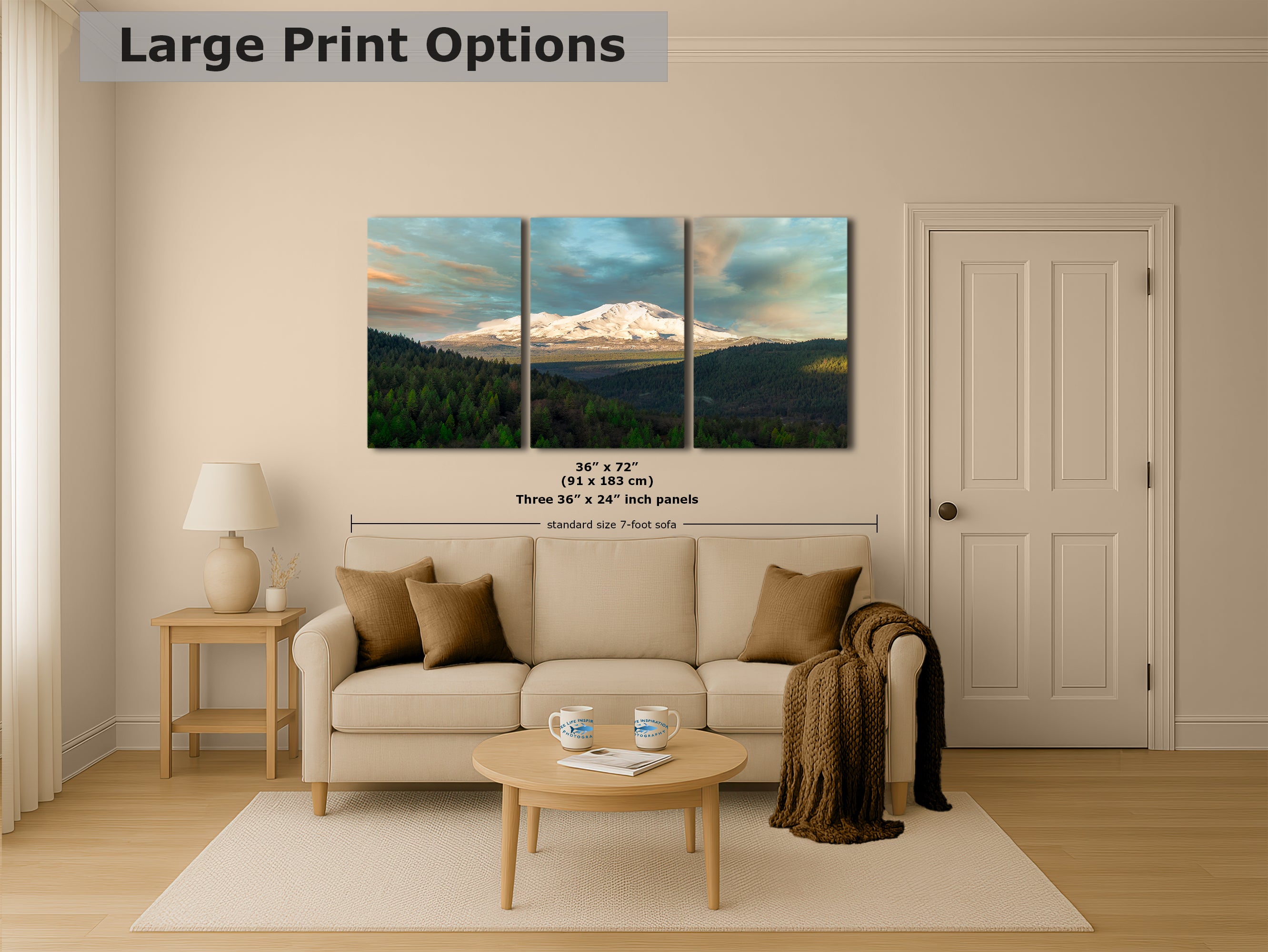 Mount Shasta Mountain Picture Nature Photo, California Mountain Relaxation Artwork for Meditation, Office, Apartment and House Decor