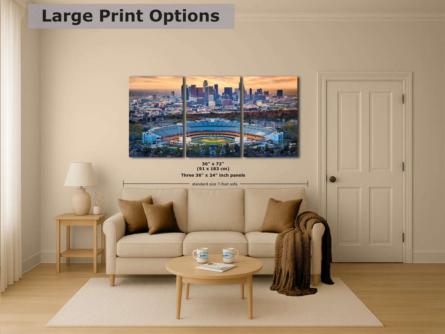 Los Angeles Dodgers Baseball Stadium, LA Skyline Urban Cityscape Photo Art