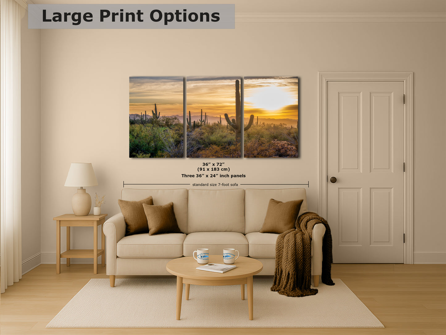 Saguaro National Park Arizona Desert Picture Sunset Nature Photo, Bohemian Style Relaxation Artwork, Southwestern Sonoran Desert House Decor