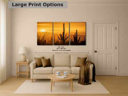Saguaro National Park Arizona Desert Picture Nature Photo Silhouette, Bohemian Style Relaxation Artwork, Southwestern Sonoran Desert House Decor