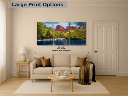 Cathedral Rock with Oak Creek, Sedona Arizona Desert Picture Nature Photo Relaxation Artwork for Meditation, Office, and House Decor