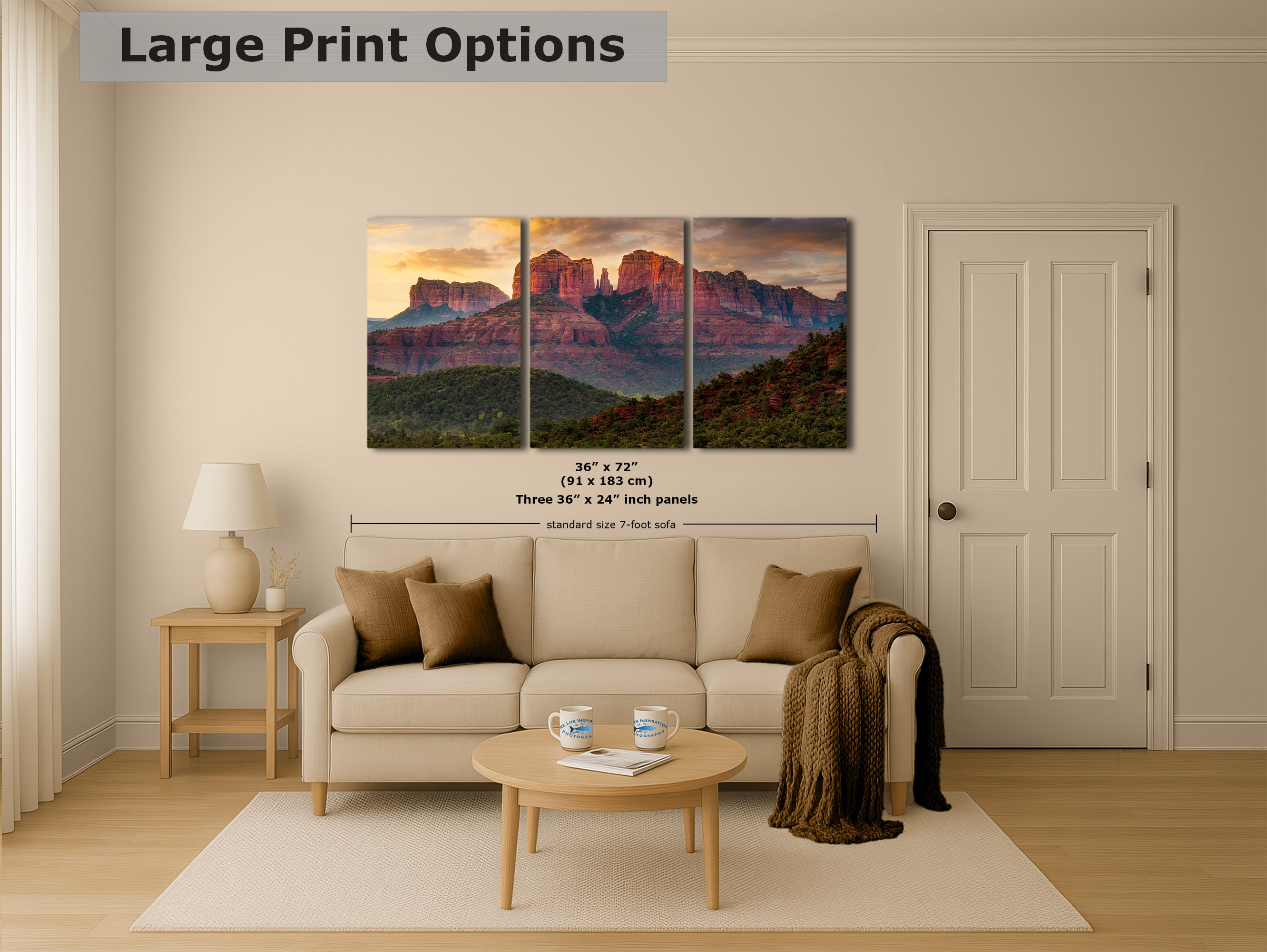 Cathedral Rock, Moody Sedona Arizona Desert Picture Nature Photo Relaxation Artwork for Meditation, Office, and House Decor