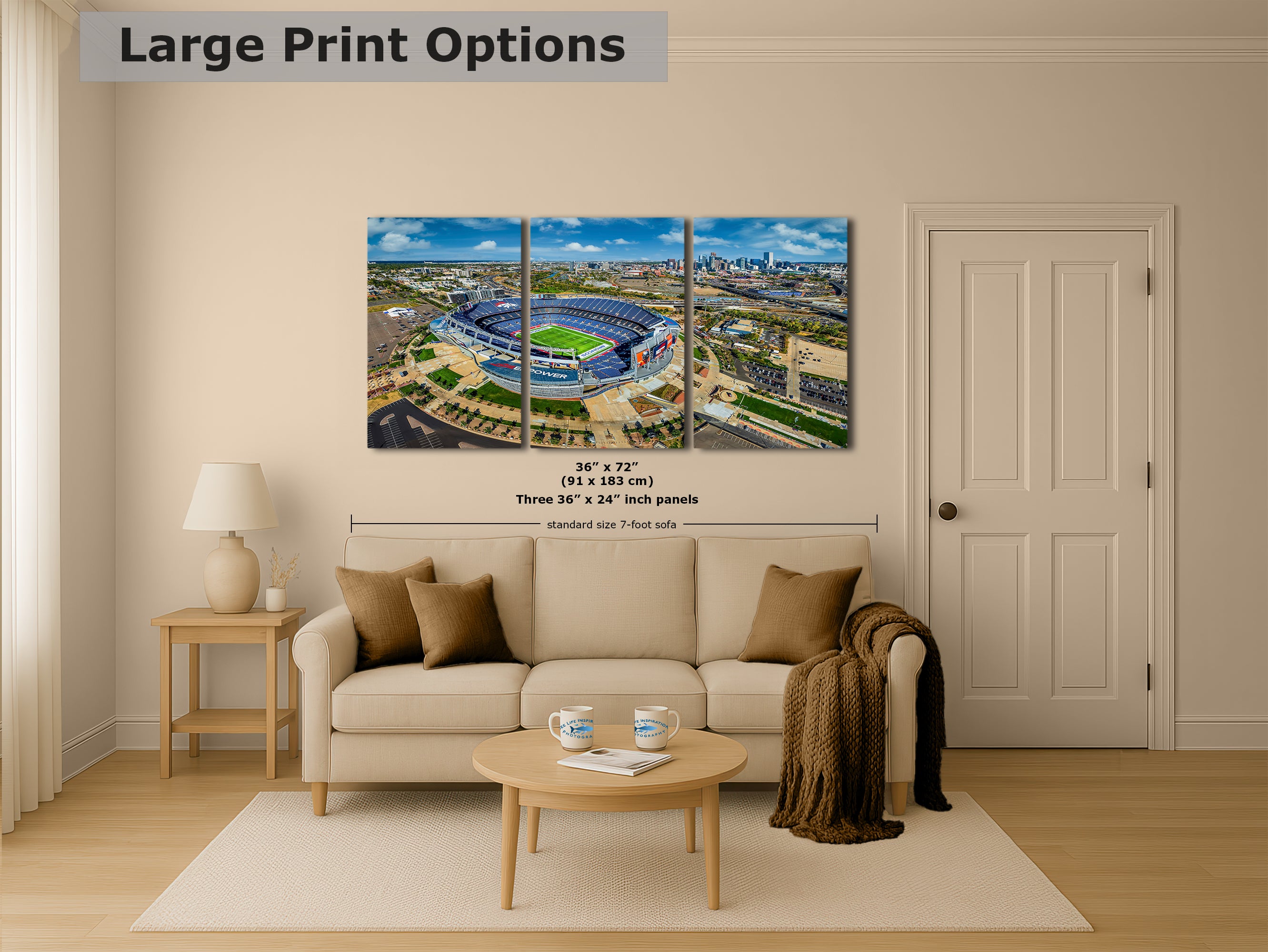 Denver Broncos Football, Mile High Stadium Denver Colorado Skyline Print Sports Decor, Man Cave Art