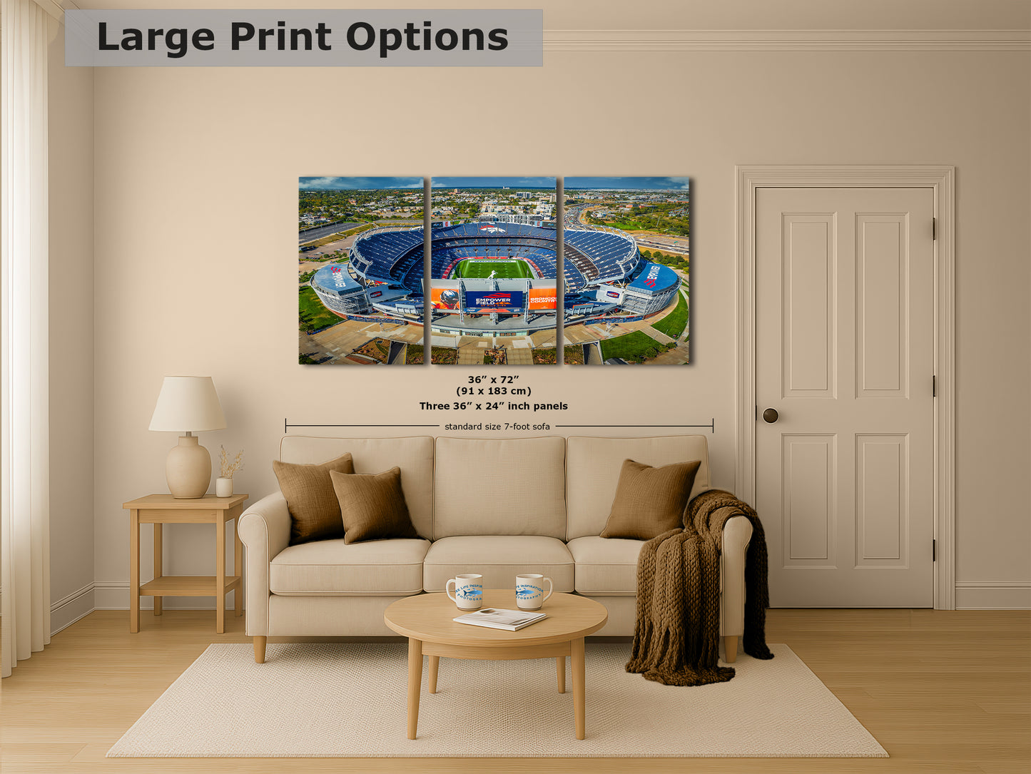 Denver Broncos Football Stadium, Mile High Stadium Denver Colorado Skyline Print, Sports Decor, Man Cave Art