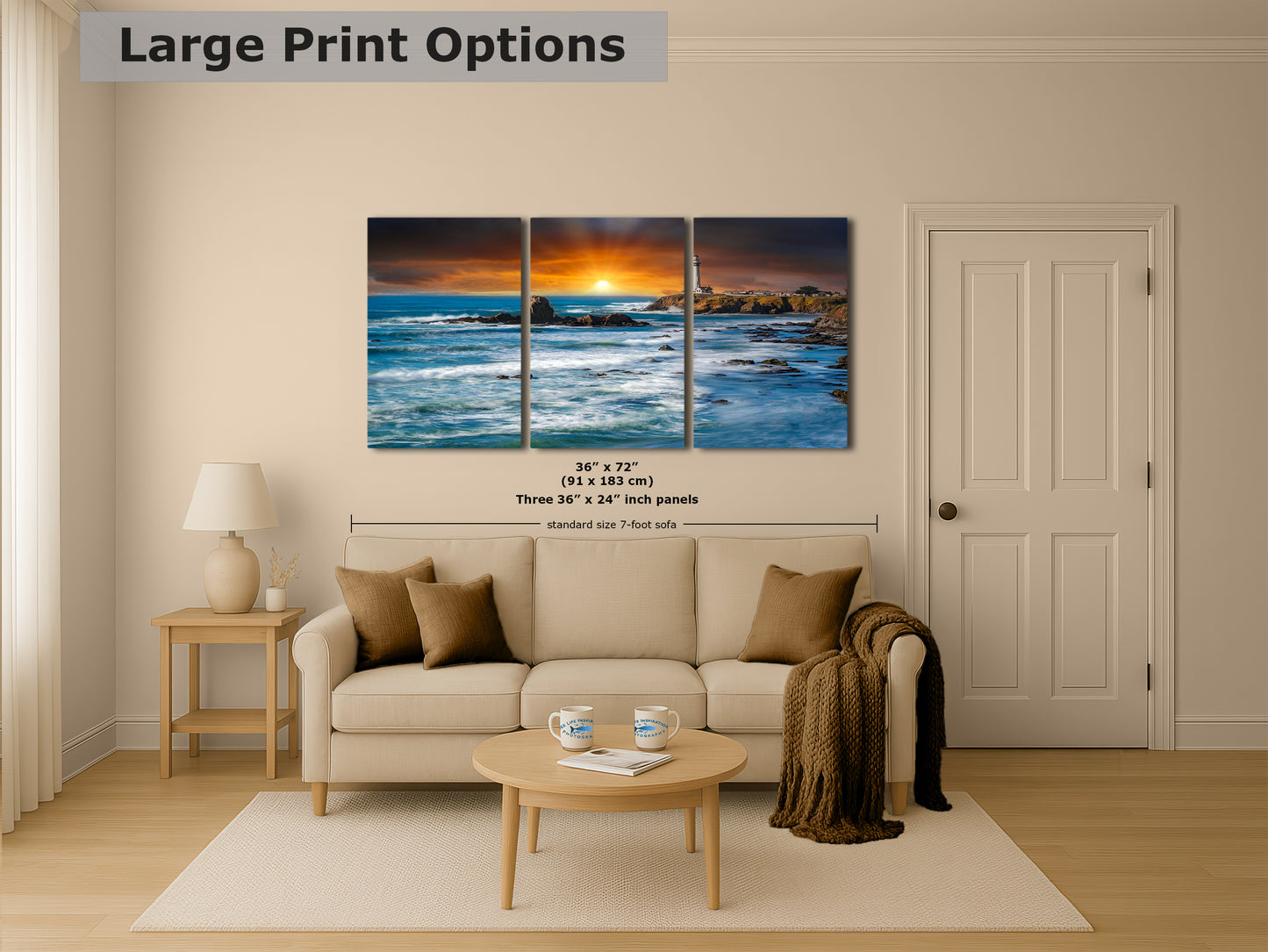 Pigeon Point Lighthouse Picture, California Coastline Ocean Picture, Relaxation Artwork Nature Photo for Meditation, Office, and House Decor