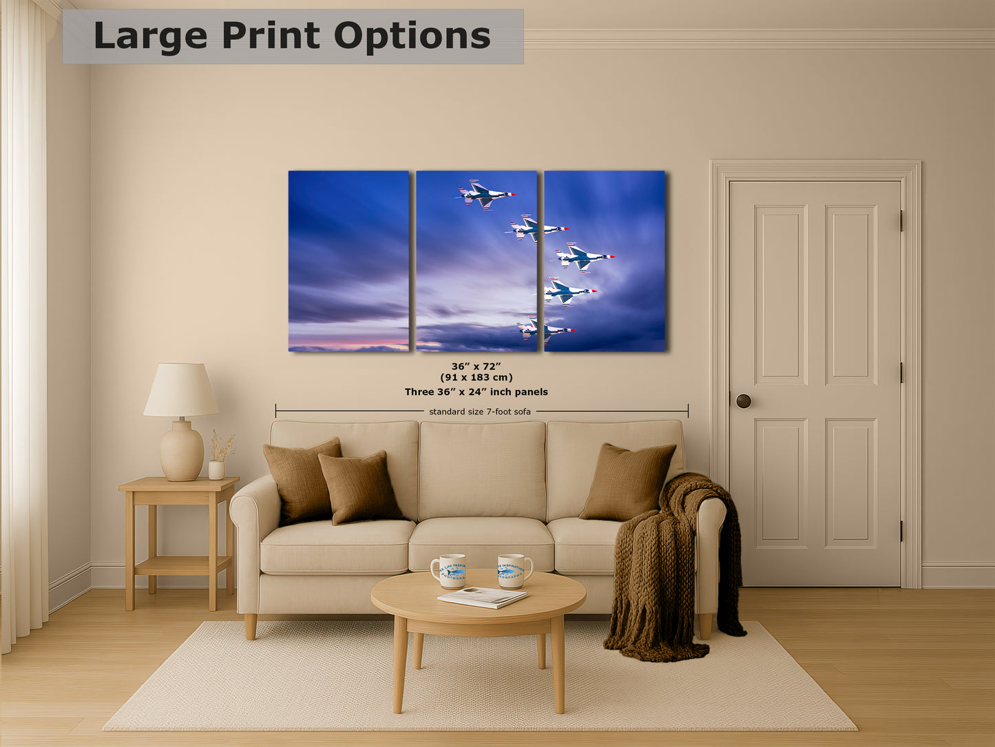 US Airforce Thunderbirds F-16 Fighting Falcon Aviation Artwork | Military Aircraft Wall Decor for Aviation Enthusiasts and Man Cave Decor
