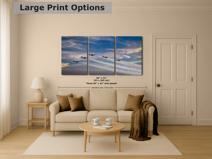 US Airforce Thunderbirds F-16 Fighting Falcon Aviation Artwork | Man Cave Decor & Garage Art | Military Jet Fighter Poster