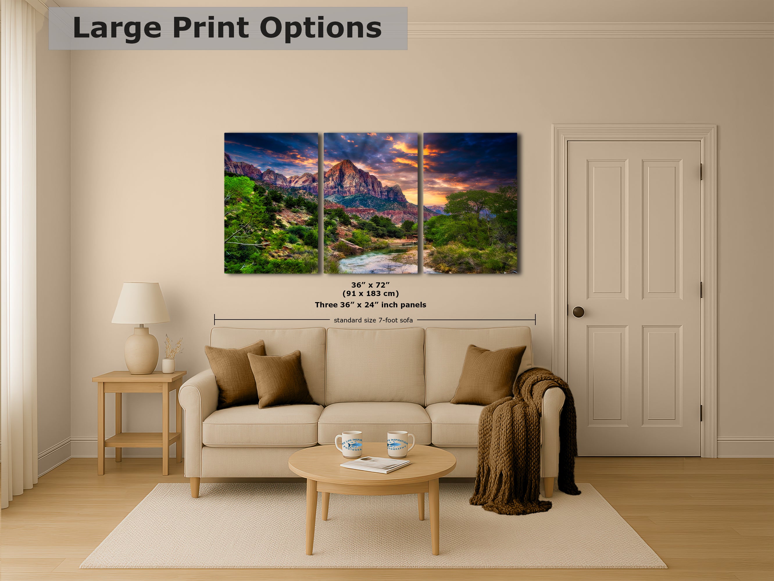 Zion National Park Art, Watchman Mountain Southwestern Desert Picture