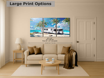Airstream Travel Trailer Art at a Tropical Ocean Paradise Campsite