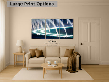 Bellagio Las Vegas Water Picture, Relaxation Artwork, Night Water Display Wall Decor, Ethereal Cityscape Photography