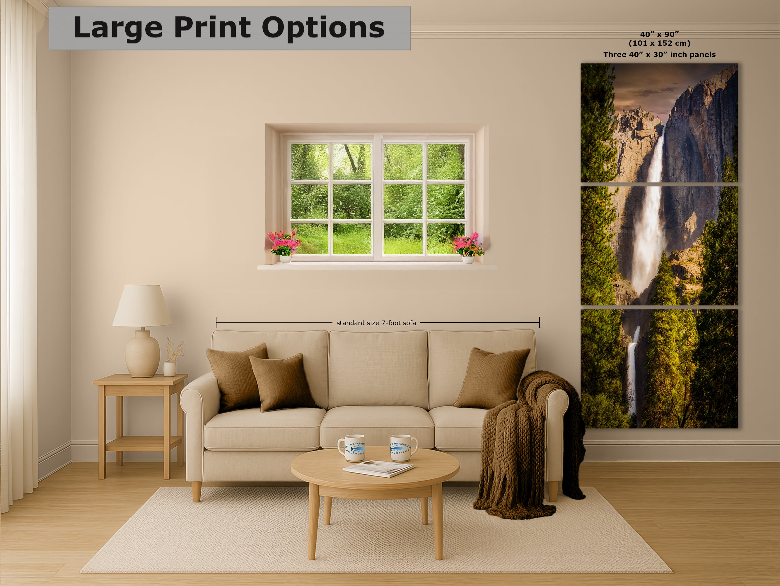 Yosemite National Park Waterfall Picture Nature Photo Bohemian Relaxation Artwork for Meditation