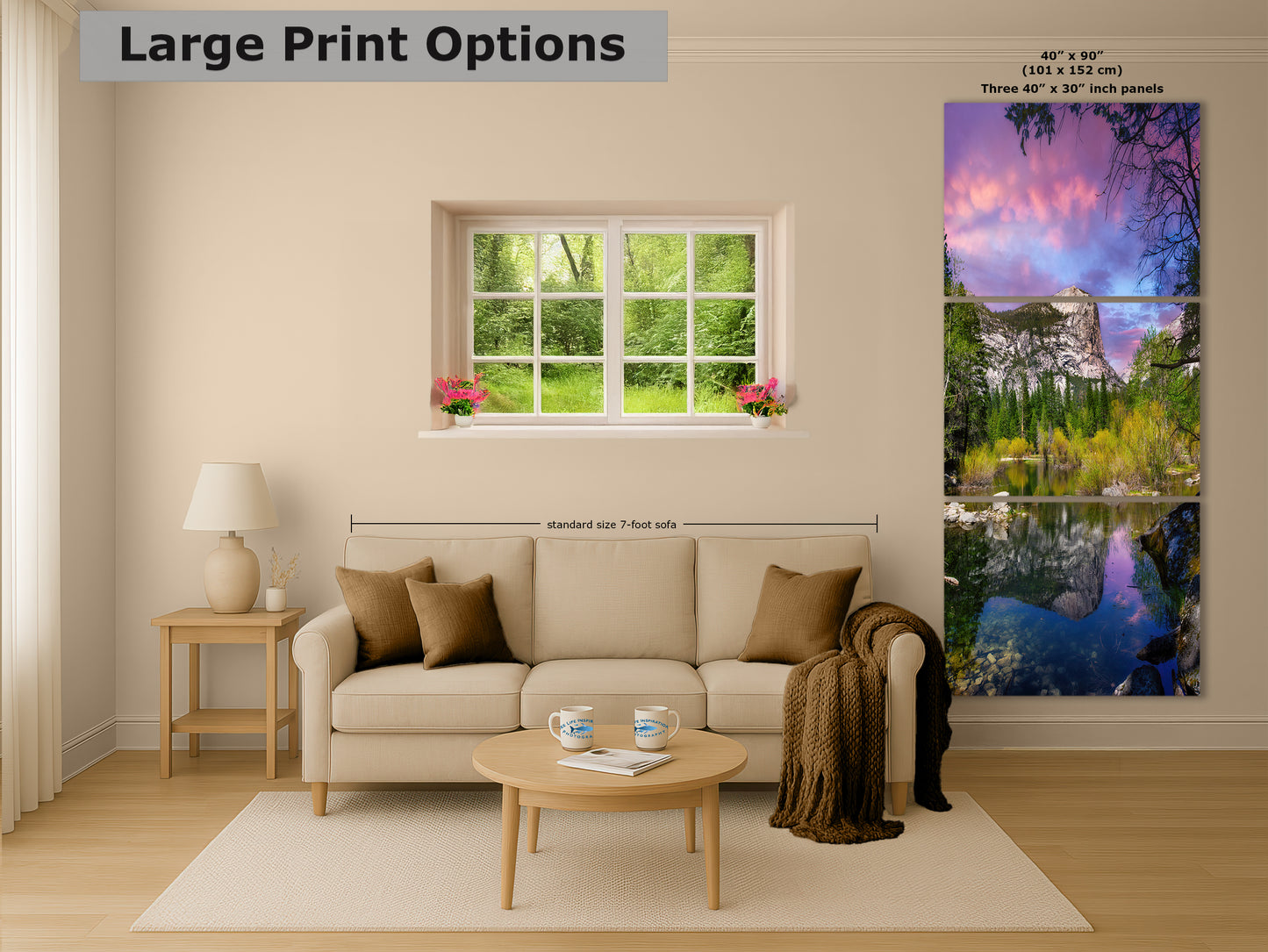 Mirror Lake Yosemite National Park Mountain Picture Nature Photo Relaxation Artwork of Mt. Watkins for Meditation, Office, and House Decor