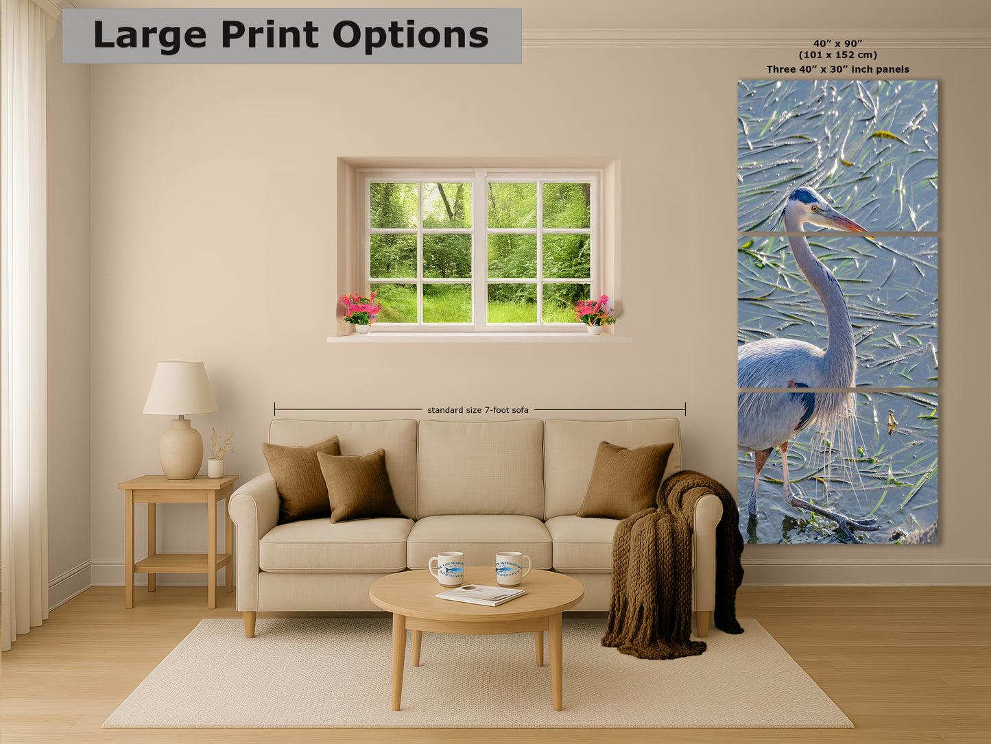 Great Blue Heron Art Wildlife Photography, Nature Wall Decor for Bird Lovers, Ocean Conservation, Relaxing Office or Room Artwork