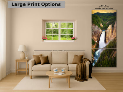 Yellowstone Falls National Park Waterfall Picture Nature Photo Relaxation Artwork Bohemian Style Wyoming Landscape, Meditation & House Decor