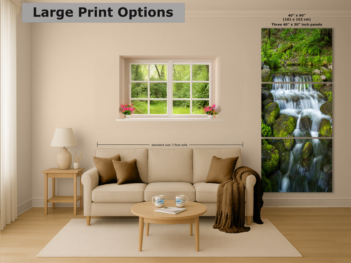 Yosemite National Park Waterfall Picture Nature Photo Relaxation Artwork for Meditation, Office, Apartment, and House Decor