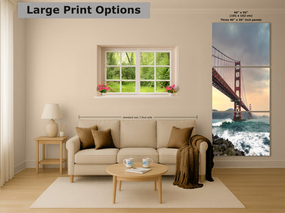 San Francisco Golden Gate Bridge Picture - California Coastline Giant Canvas Print for House Decor & Housewarming