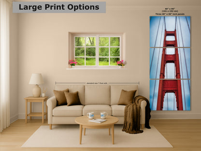 San Francisco Golden Gate Bridge Picture | Towering Canvas Wall Art | California Coastline Photography | Office, Dorm, or Home Decor