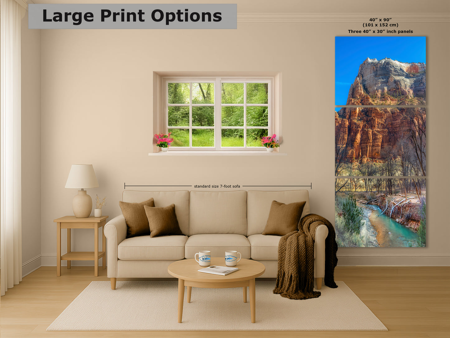 Zion National Park Southern Utah Desert Picture, Southwestern Wall Art, Relaxation Artwork Nature Photo for House Decor