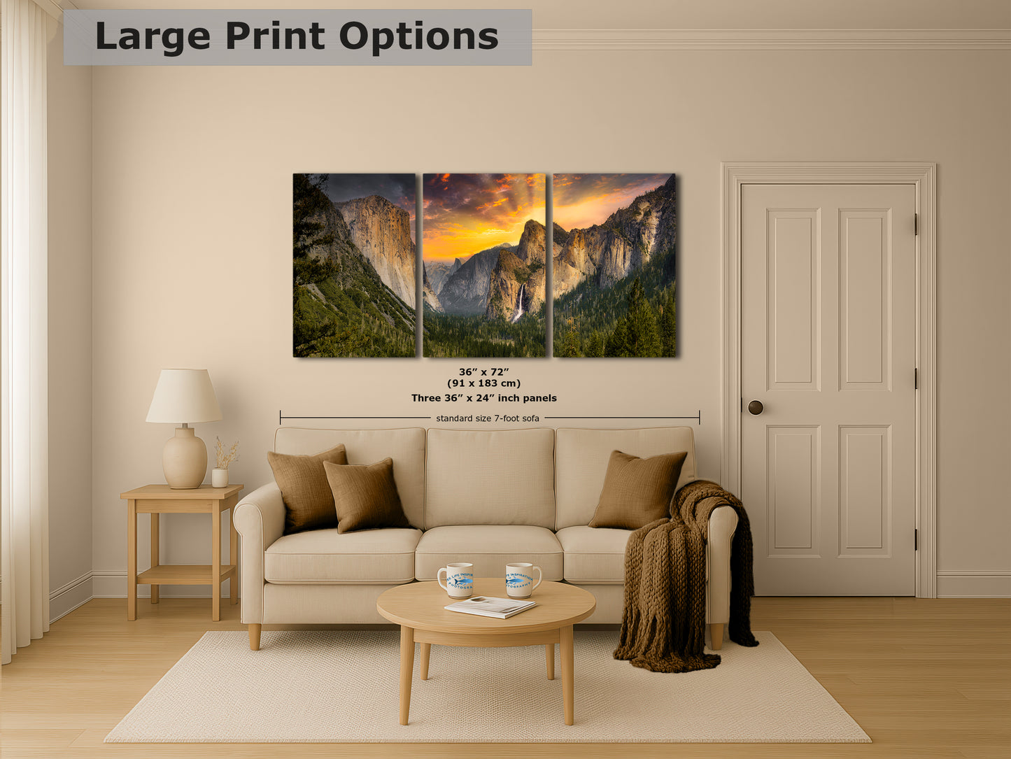 Tunnel View Yosemite National Park Mountain Picture Nature Photo Relaxation Artwork for Mediation, Office, & House Decor