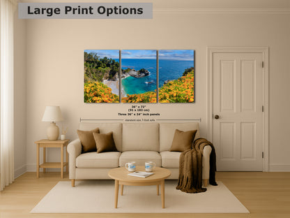 McWay Falls Wall Art Ocean Picture, Big Sur California Coastline Nature Photo