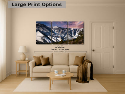 Mt Charleston Nevada Mountain Picture, Snowy Scenery Nature Photo Relaxation Artwork, Winter Landscape for Office, Dorm, Bohemian Decor