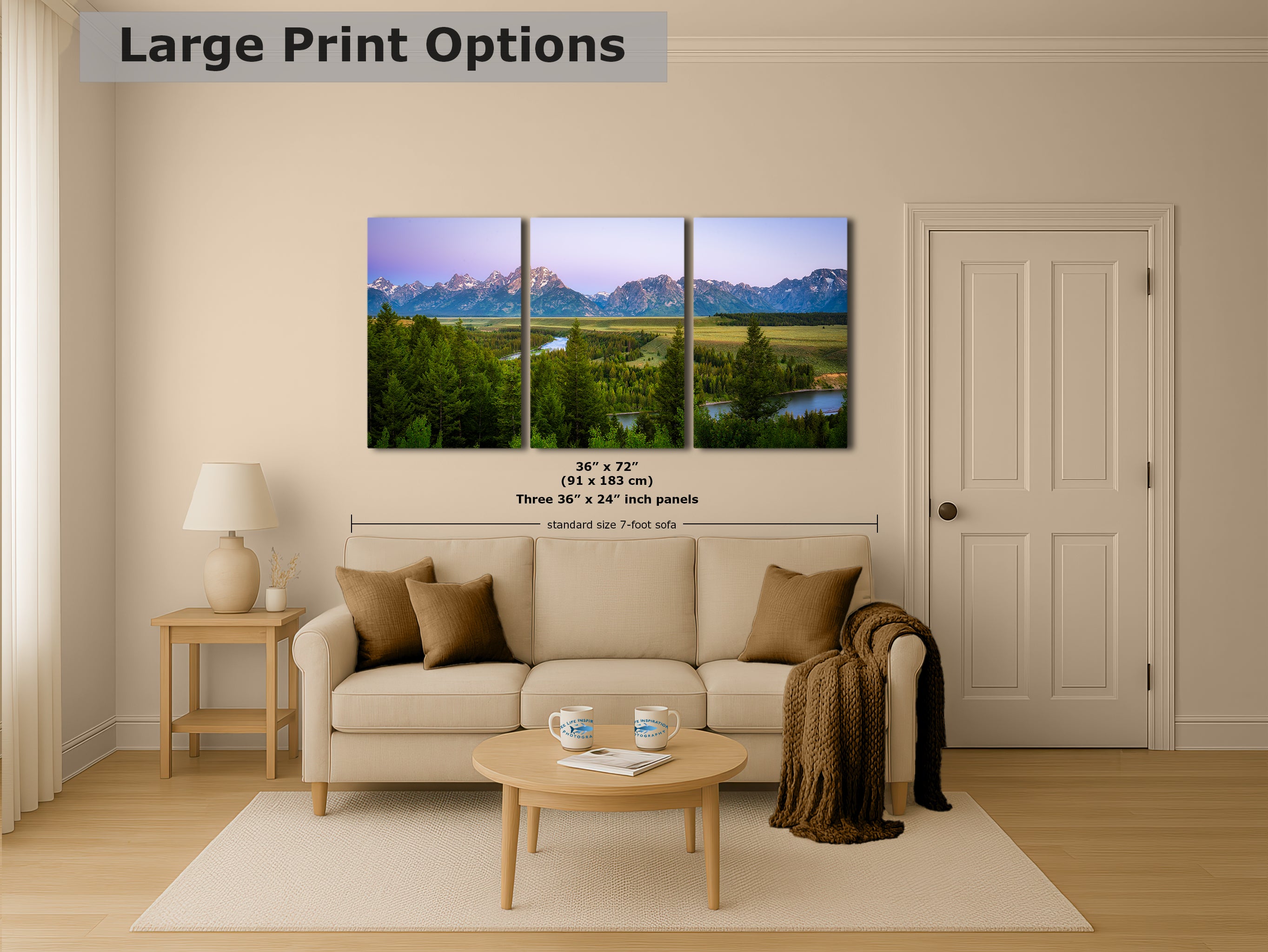 Grand Teton National Park Mountain Picture Panorama Nature Photo, Rustic Wall Art, Jackson Hole Scenery, Bohemian Decor