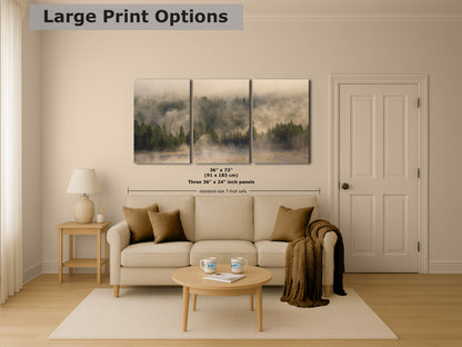 Foggy Forest Picture Forest Bathing Nature Photo, Yellowstone Misty Trees Wall Art, Cabin Decor, Canvas, Paper, Metal Prints