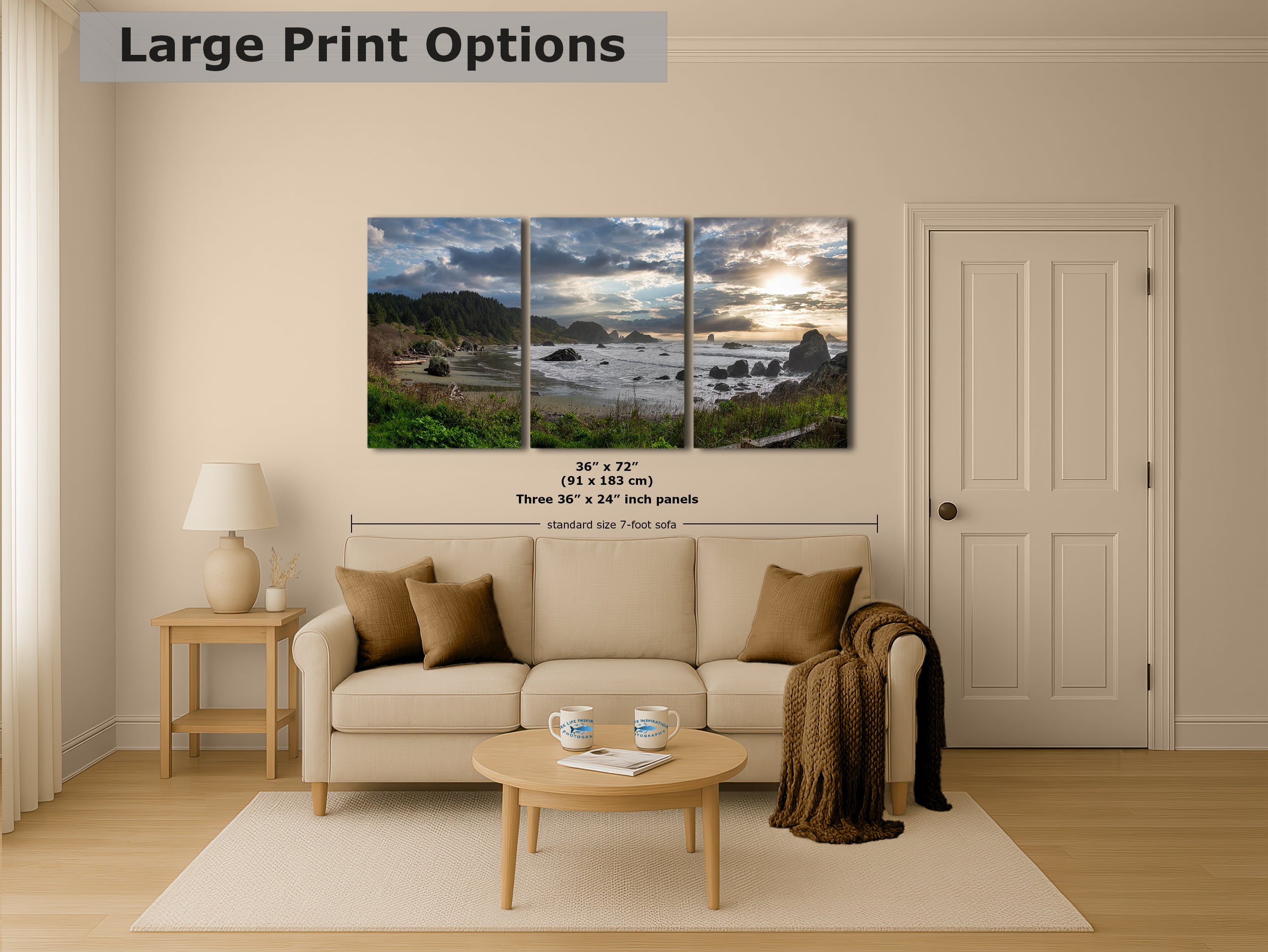 Lone Ranch Beach Oregon Coast Ocean Picture, Panorama Pacific Northwest Nature Photo Relaxation Artwork for Meditation, Apartment, Office & House Decor