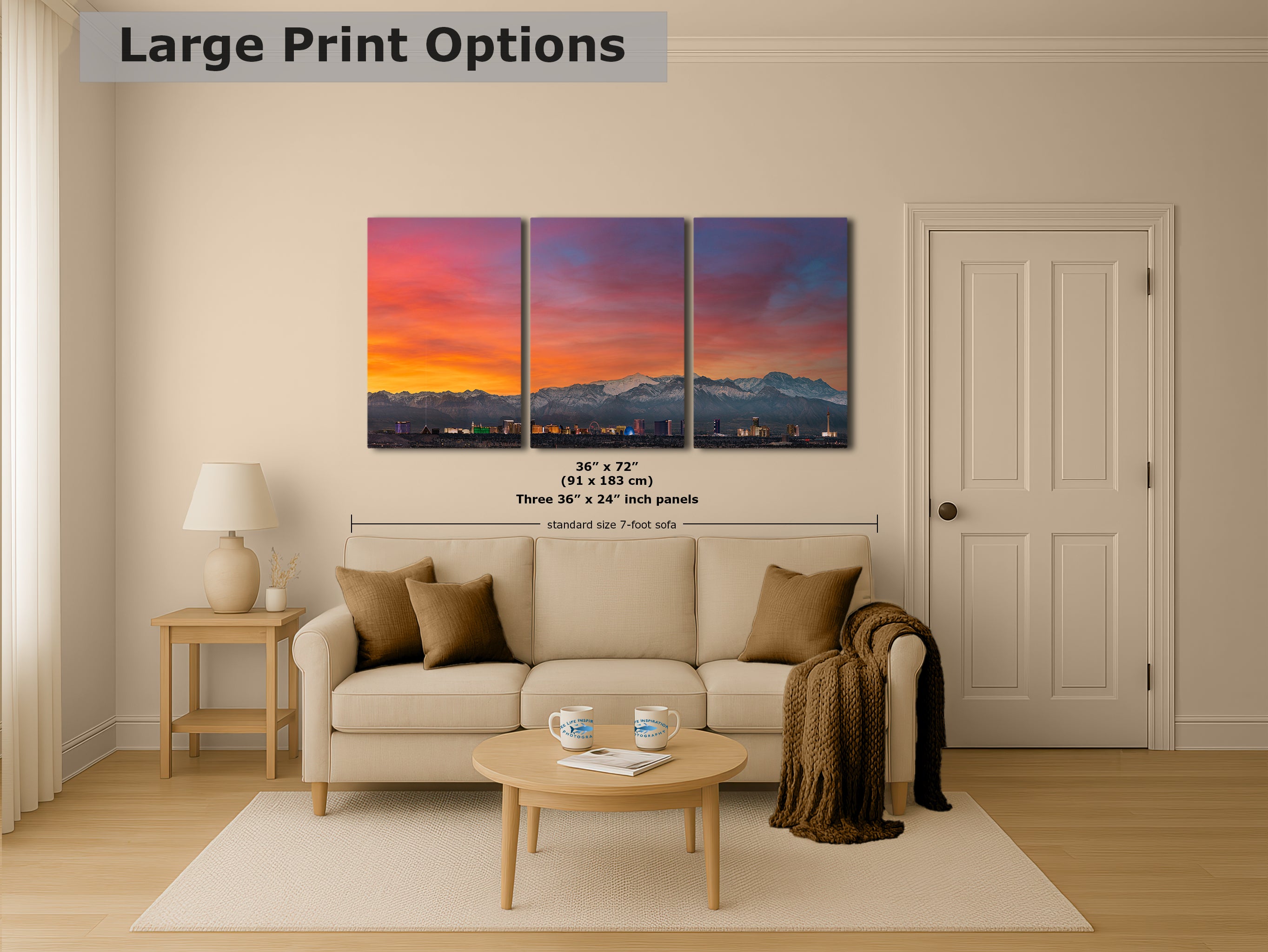 Las Vegas Nevada Panorama Photo Skyline Art Print House Decor, Desert Sunset Wall Art, on Premium Paper, Aluminum Metal, or Canvas