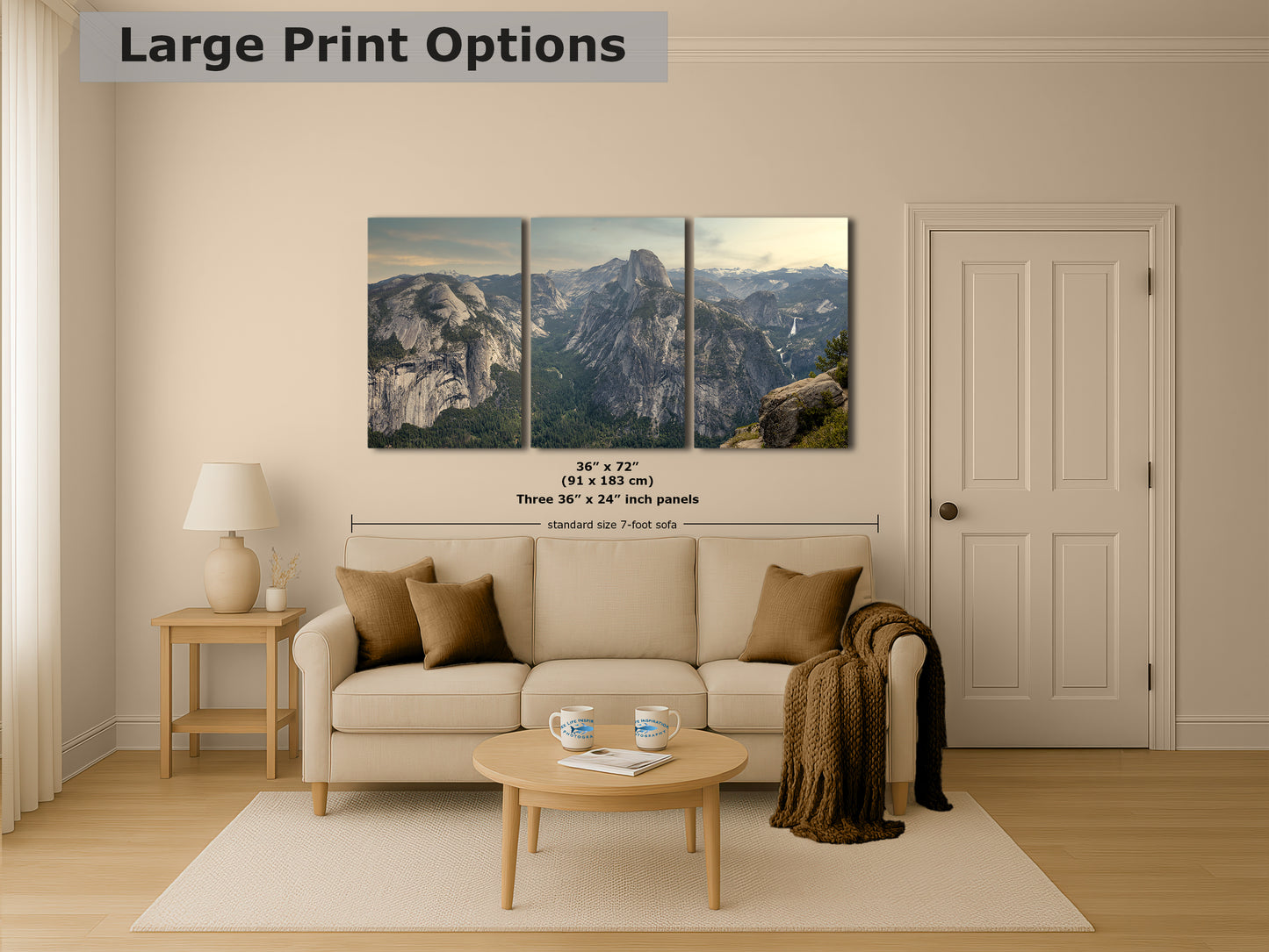 Glacier Point Yosemite National Park Nature Photo Relaxation Artwork of Half Dome for Meditation, Office, and House Decor