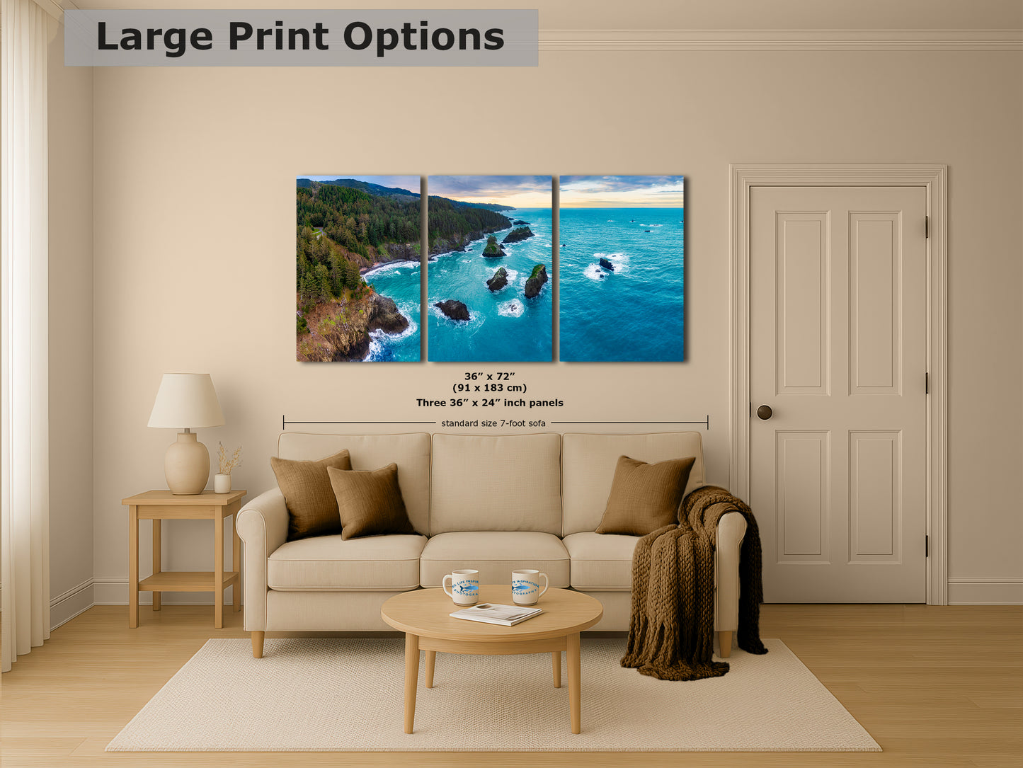 Aerial Oregon Coast Ocean Picture Panorama, Pacific Northwest Nature Photo