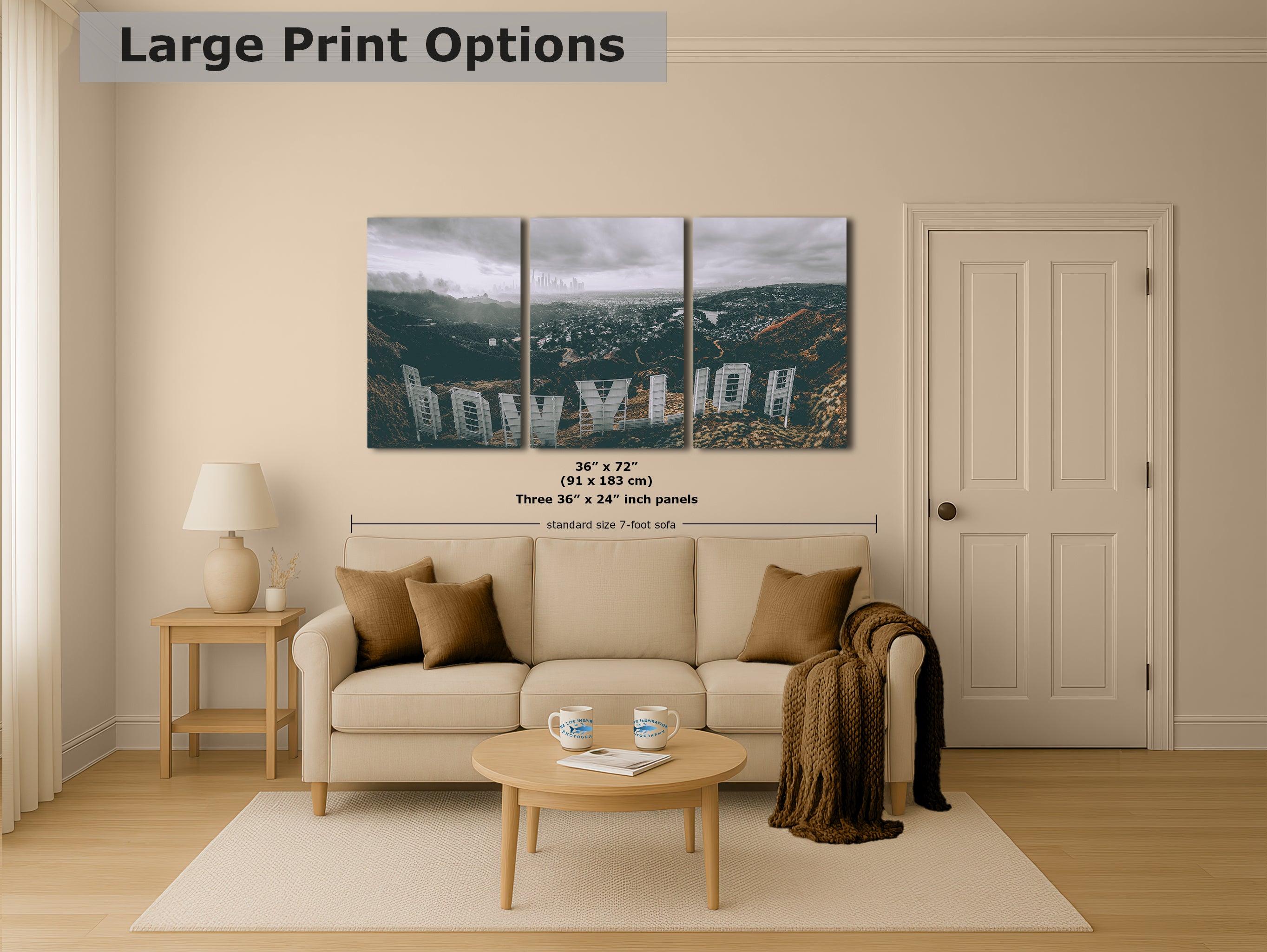 Hollywood Sign Los Angeles Skyline Retro Southern California Cityscape Urban Decor for Home or Office
