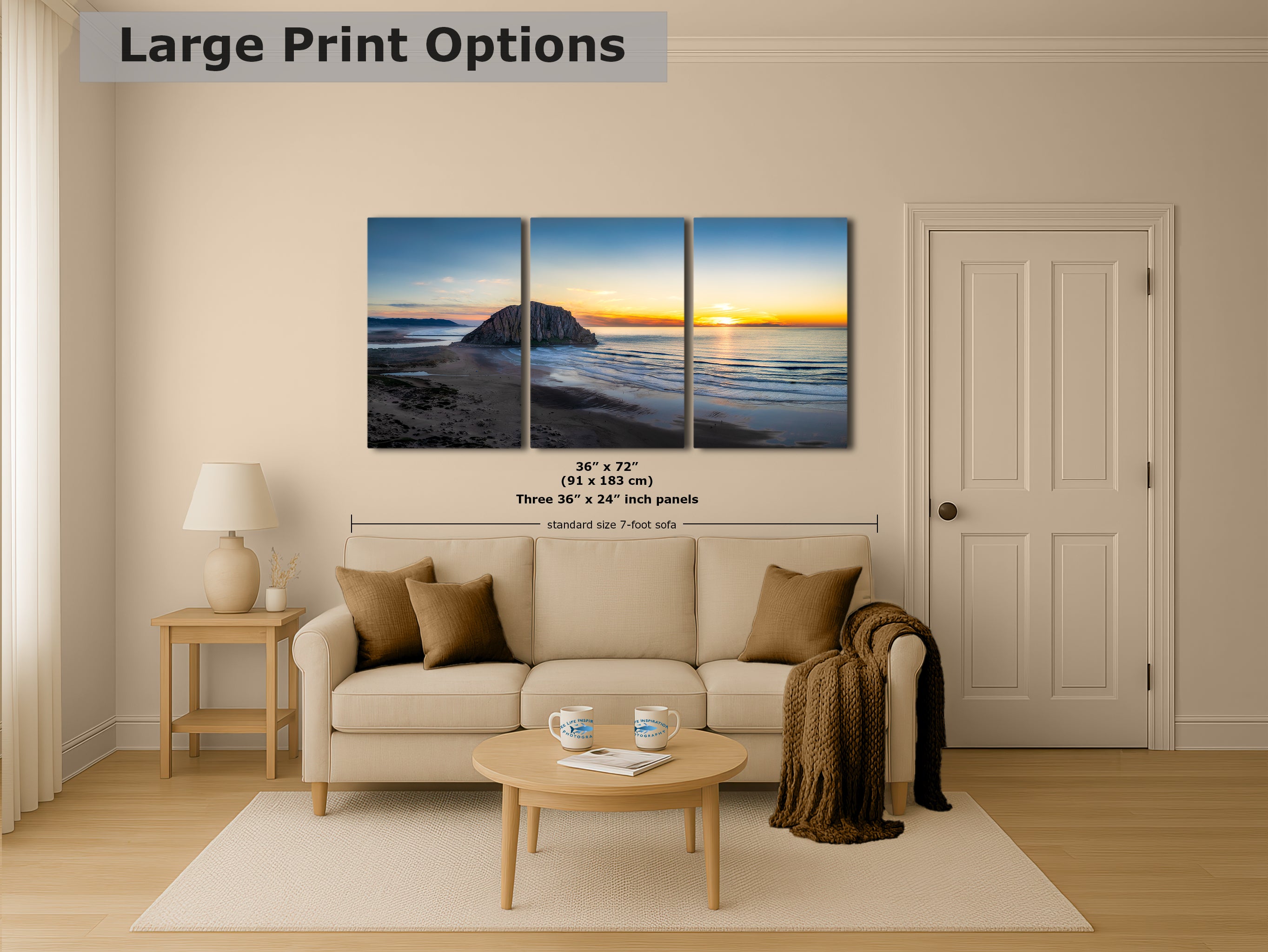 Morro Bay California Coastline Ocean Picture Nature Photo Panorama, Morro Rock Coastal Relaxation Artwork, Dorm Room, Office & House Decor