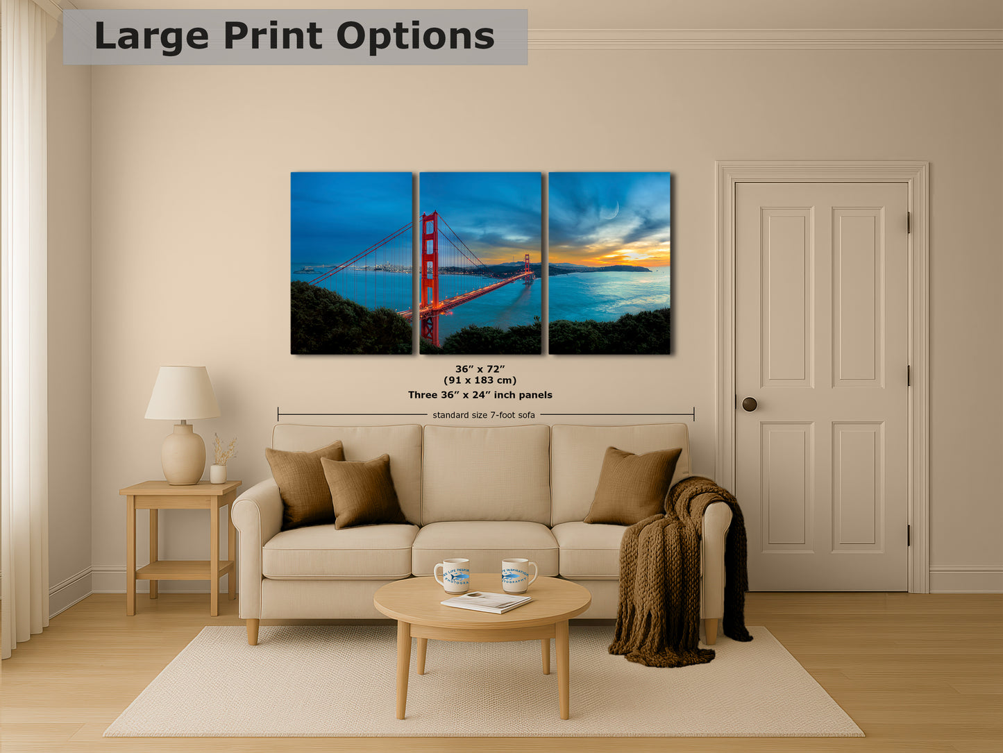 San Francisco Golden Gate Bridge Picture California Coastline | Panoramic Photo or Home Decor, Office, Dorm Room, Gift for Him, Housewarming