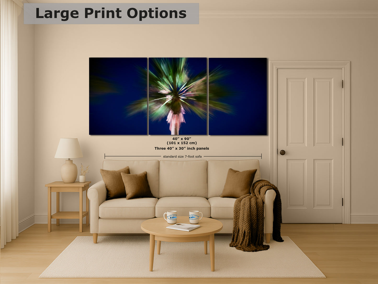 Palm Tree Forest Picture Impressionist Art Nature Photo Relaxation Artwork | Bohemian Style for Meditation, Office, & House Decor