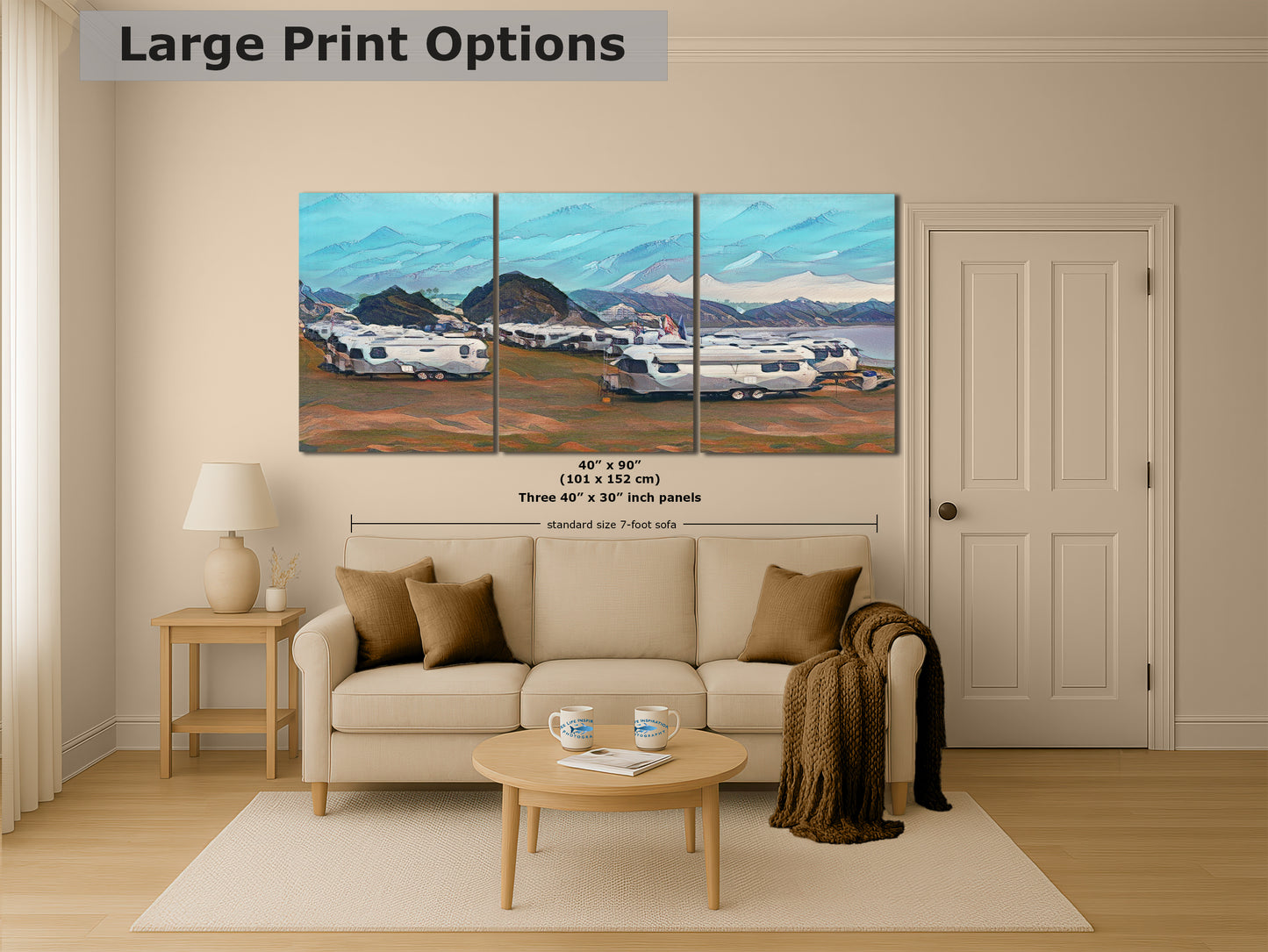 Airstream Travel Trailer with Mountainscape Camping Decoration