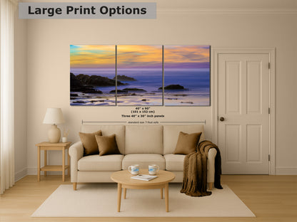 Pfeiffer Beach Sunset, Big Sur California Coastline Ocean Picture Nature Photo of Keyhole Arch, Relaxation Artwork, Meditation, Office House Decor