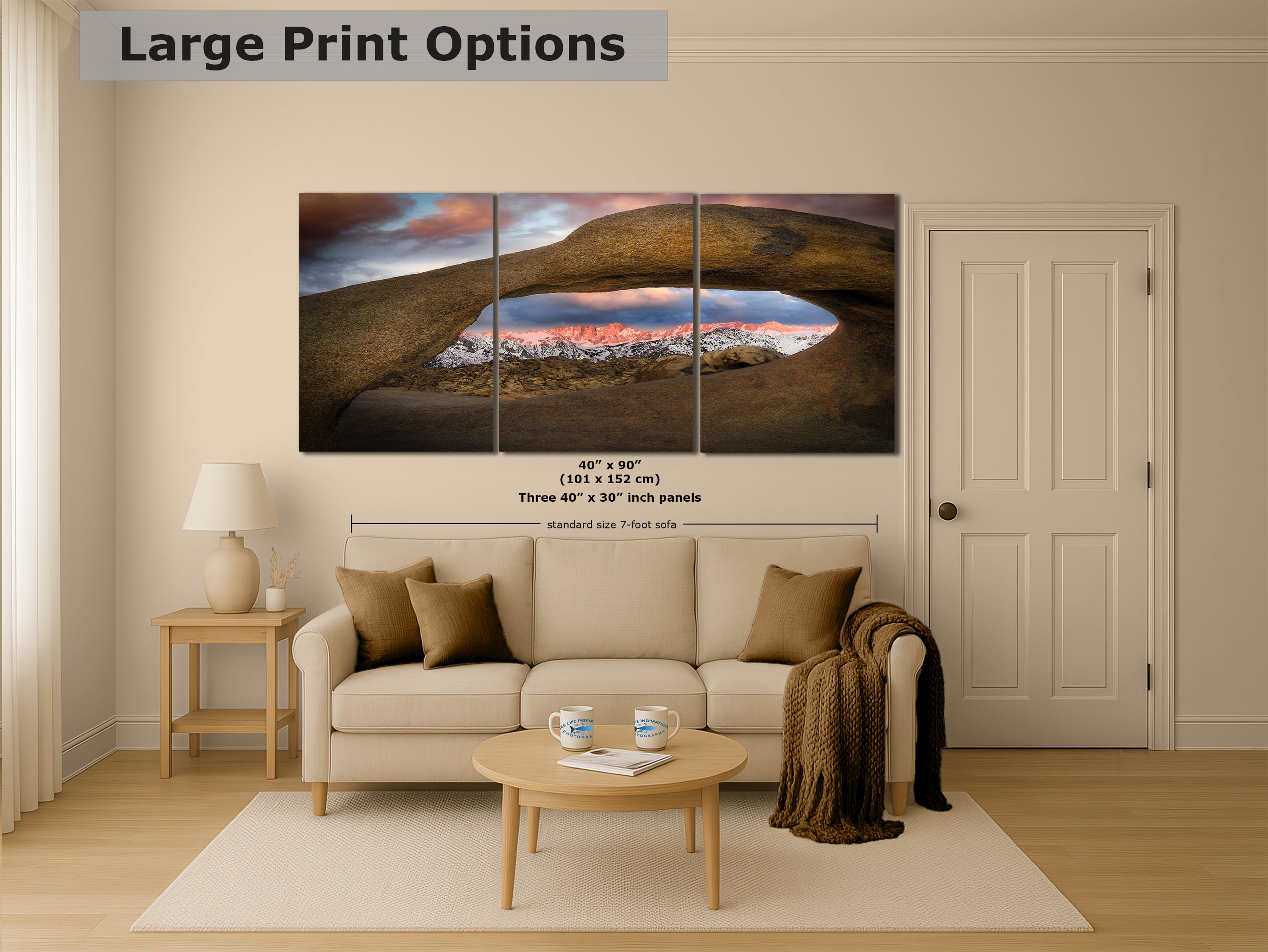 Mount Whitey & Mobius Arch Mountain Picture, Nature Photo from Alabama Hills for Relaxation Art for Meditation, Office, and House Decor