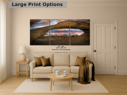 Mount Whitey & Mobius Arch Mountain Picture, Nature Photo from Alabama Hills for Relaxation Art for Meditation, Office, and House Decor