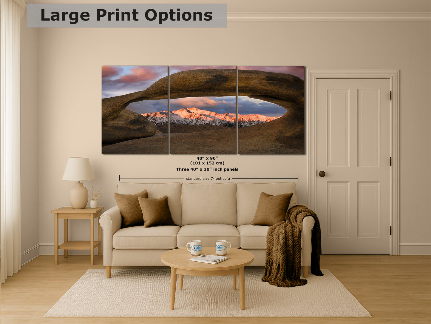 Lone Pine & Mobius Arch Mountain Picture, Nature Photo from Alabama Hills for Relaxation Art for Meditation, Office, and House Decor