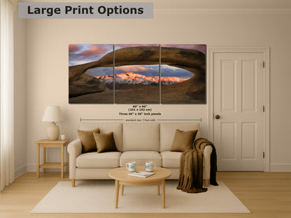 Lone Pine & Mobius Arch Mountain Picture, Nature Photo from Alabama Hills for Relaxation Art for Meditation, Office, and House Decor