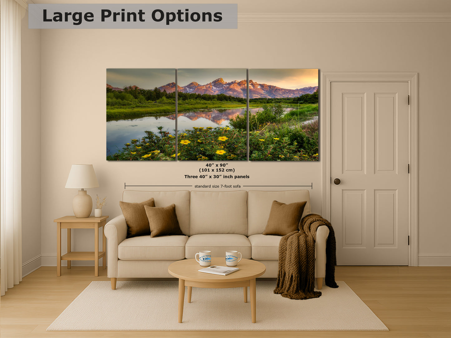 Grand Teton National Park Mountain Picture, Schwabacher Landing Nature Photo for Bohemian Decor and Meditation Artwork