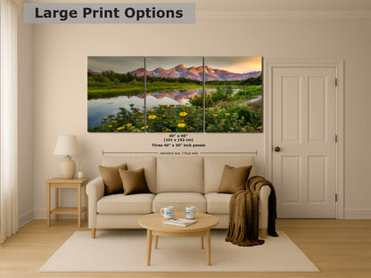 Grand Teton National Park Mountain Picture, Schwabacher Landing Nature Photo for Bohemian Decor and Meditation Artwork