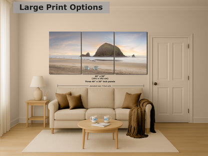 Cannon Beach Oregon Coast Ocean Picture Nature Photo, Haystack Rocks, Coastal Beach House Decor for Ocean Lovers