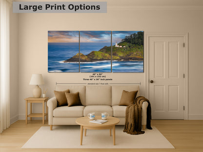 Heceta Head Lighthouse Picture, Oregon Coast Ocean Picture, Pacific Northwest Beach Photo Framed Coastal Decor for Ocean Lovers