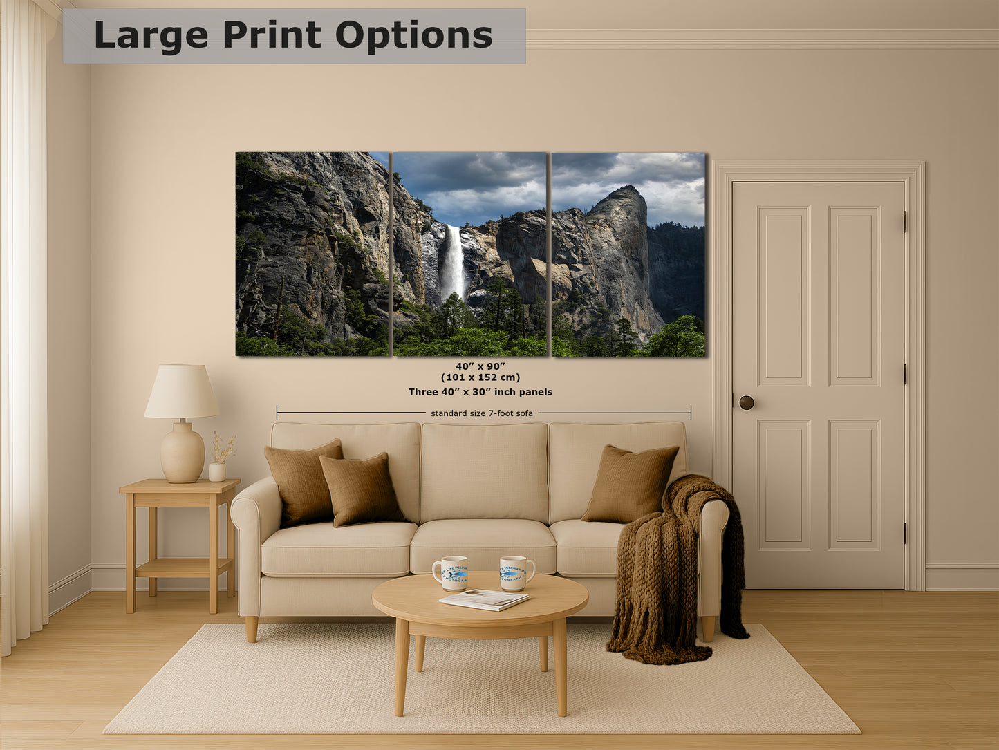 Bridalveil Falls Yosemite National Park Nature Photo Relaxation Artwork Waterfall Picture for Meditation, Dorm Room, Office, and House Decor